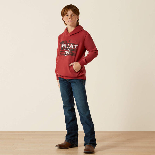 Ariat Boy's Liquid Stamp Flag Hoodie - Brick Red - 10062462