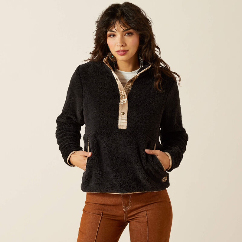Ariat Ladies Berber Snap Front Sweatshirt - Black - 10062612