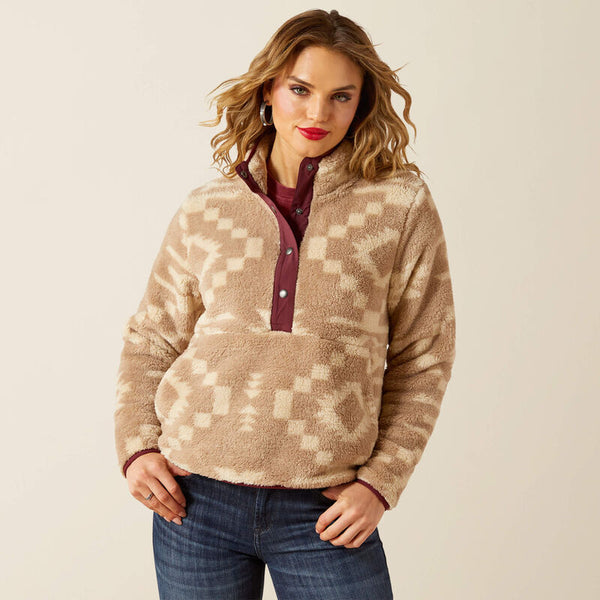 Ariat Ladies Berber Snap Front Sweatshirt - Lone Ridge Print - 10062615