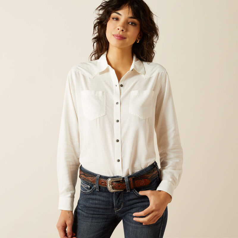 Ariat Ladies Billie Jean Shirt - Cloud Dancer Dobby - 10062673