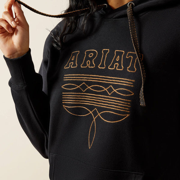 Ariat Ladies Booted Logo Hoodie - Black - 10062734