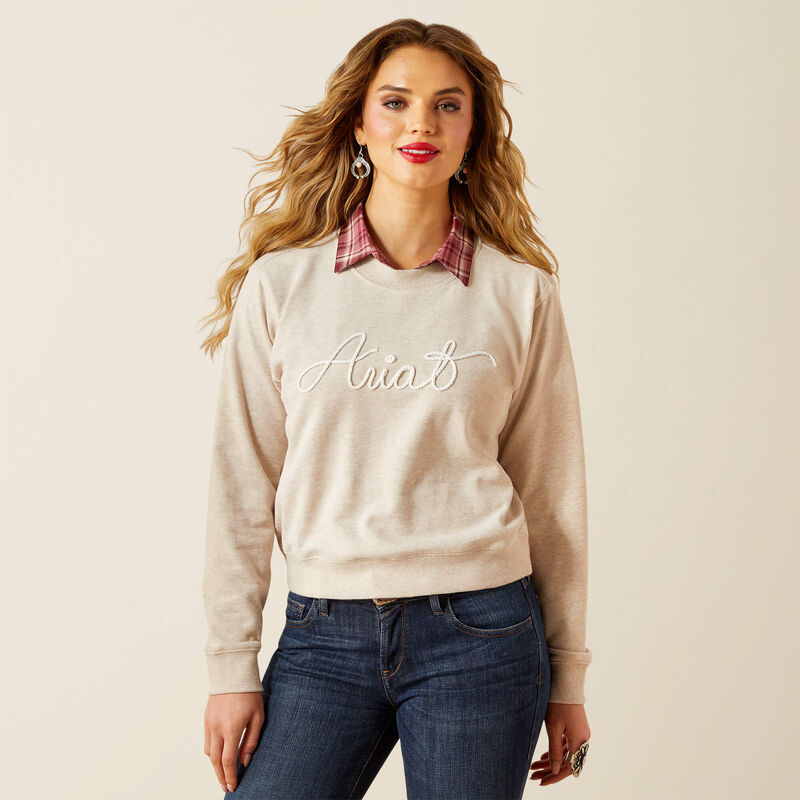 Ariat Ladies Essential Crew Sweatshirt - Oatmeal - 10062736