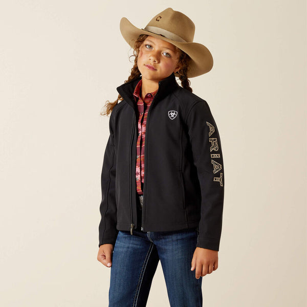 Ariat Girls Logo Softshell Jacket - Black/Southwest Minimal Print - 10062867