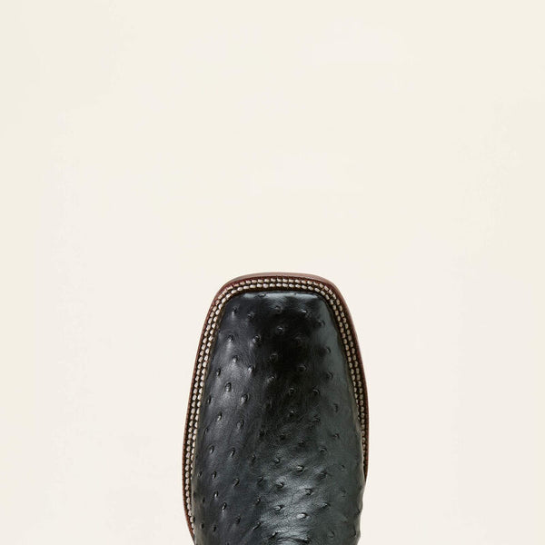 Ariat Men's Full Quill Ostrich Classic Cash Square Toe Boot - Black - 10063776