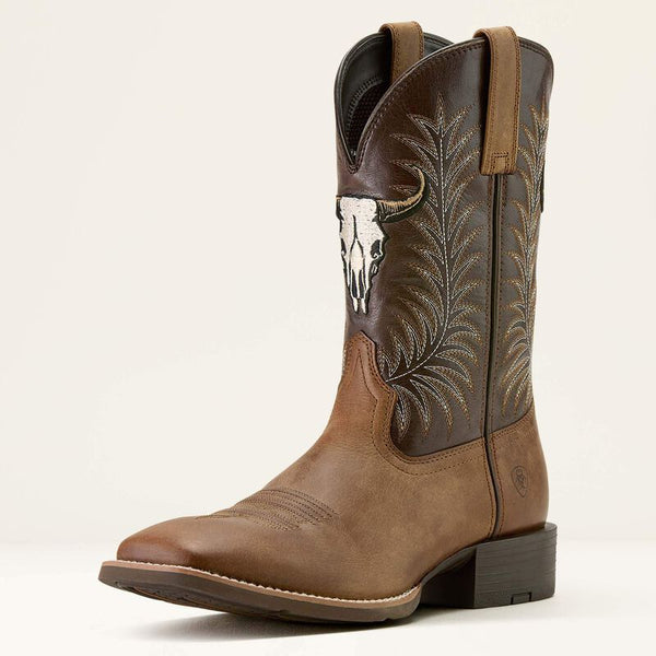 Ariat Men's Sport Steer Skull Wide Square Toe Cowboy Boot - 10064053