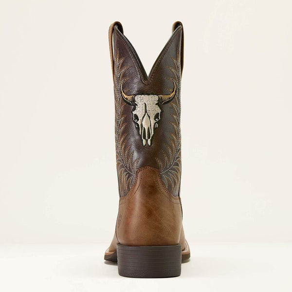 Ariat Men's Sport Steer Skull Wide Square Toe Cowboy Boot - 10064053
