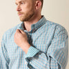 Ariat Mens Wrinkle Free Antonio Angel Blue Plaid Classic Fit Shirt-10071028