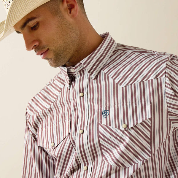 Ariat Mens Pro Series Trae White Stripe Fitted Shirt-10071033