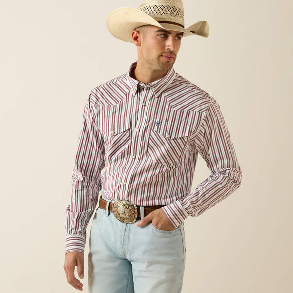 Ariat Mens Pro Series Trae White Stripe Fitted Shirt-10071033