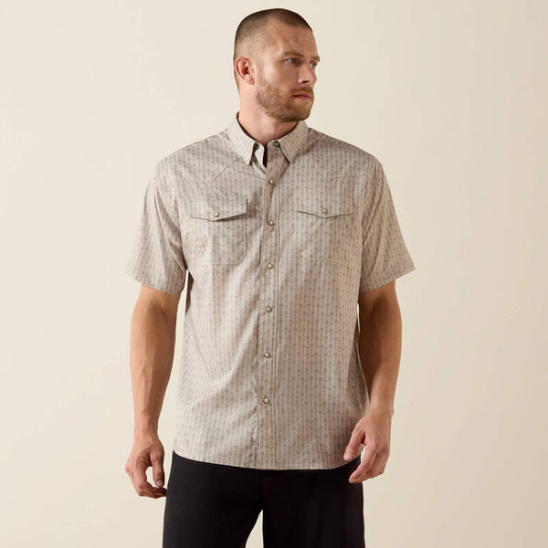 Ariat Mens Island Fossil Western VentTEK Classic Fit Snap Shirt-10071045