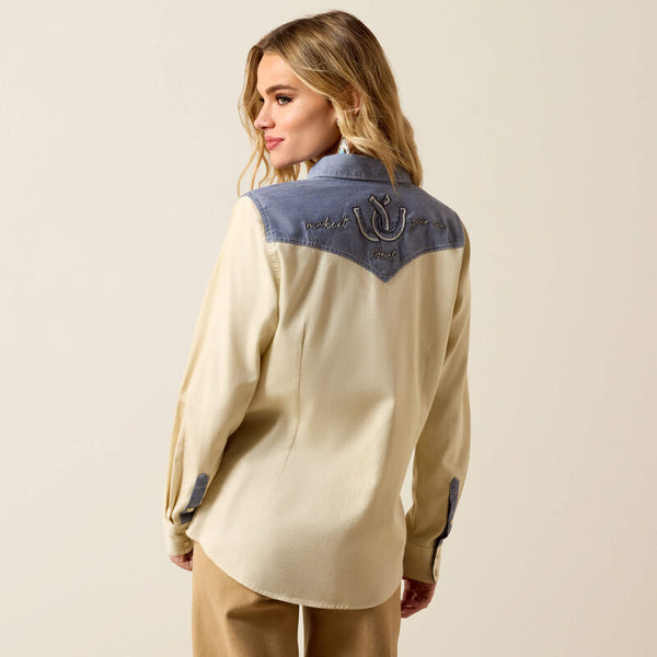 Ariat Summer Sand Chambray Horseshoe Western Snap Shirt-10071104