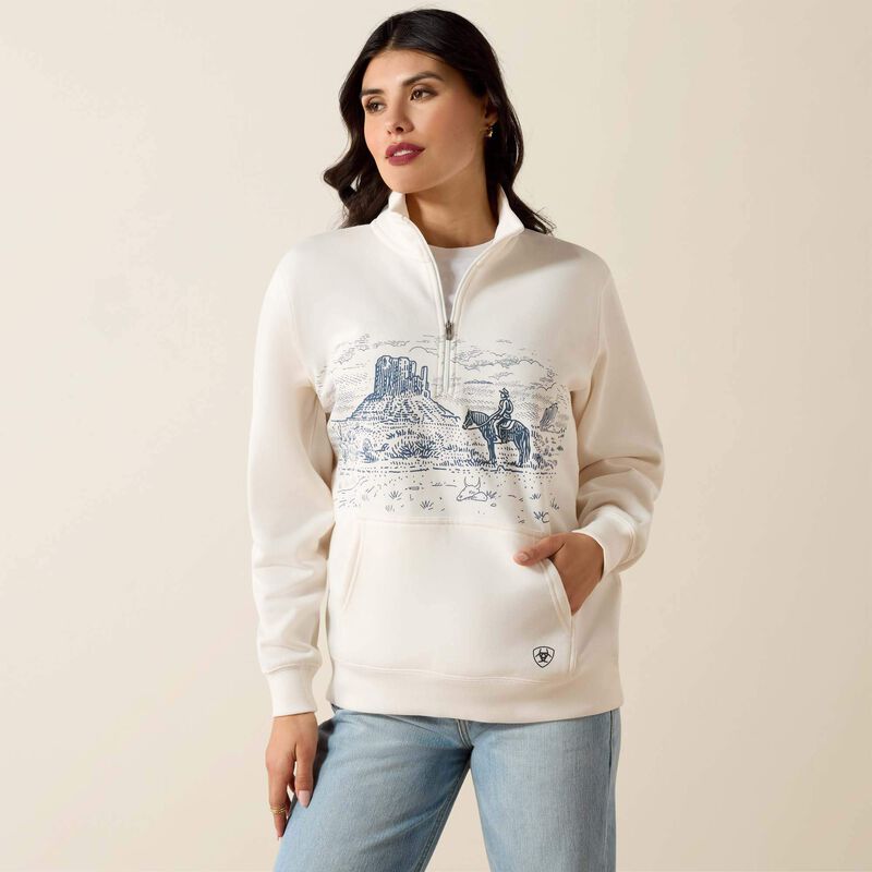 Ariat Ladies Sea Salt Traveler 1/2 Zip Sweatshirt-10071161