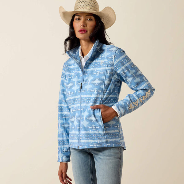 Ariat Ladies Ashleigh Blue Southwest Logo Softshell Print Jacket-10071204