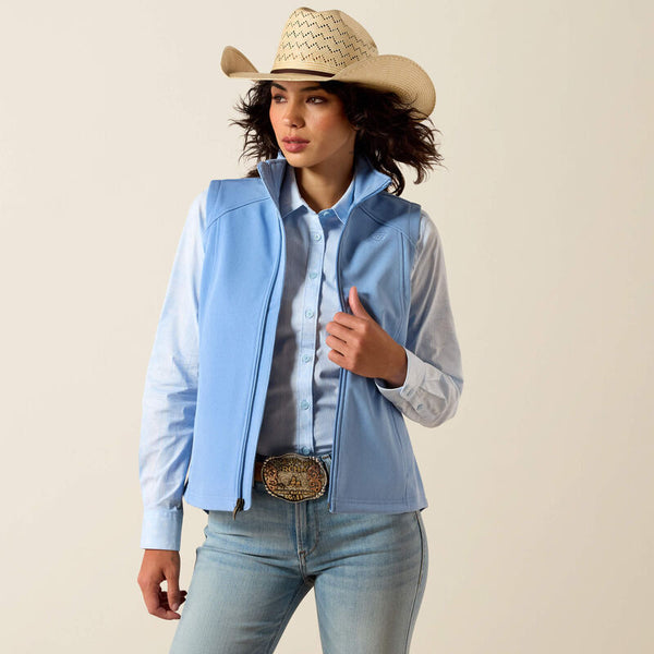 Ariat Ladies Ashleigh Blue Heather Logo Softshell Vest-10071239