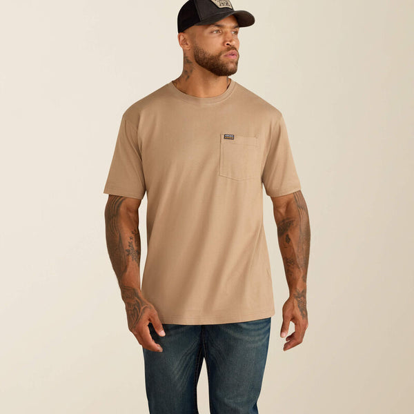 Ariat Men's Rebar Cotton Strong Standard Pocket T-Shirt - Greige - 10071290