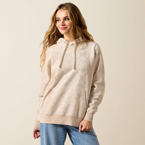 Ariat Ladies Khaki Heather Southwest Print Logo 2.0 Hoodie-10071409