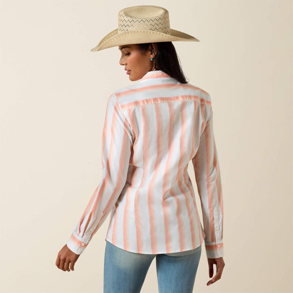 Ariat Ladies Peach Amber Stripe Kirby Shirt-10071414
