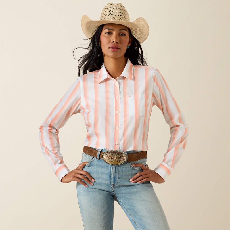 Ariat Ladies Peach Amber Stripe Kirby Shirt-10071414