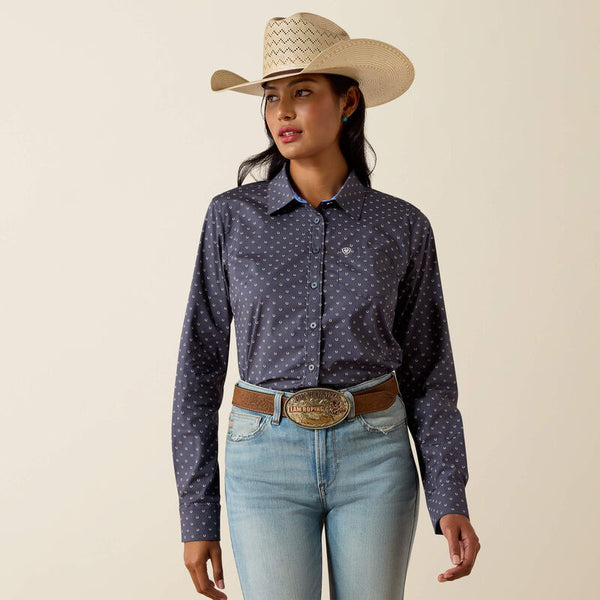 Ariat Ladies Ombre Blue Horseshoe Kirby Shirt-10071416