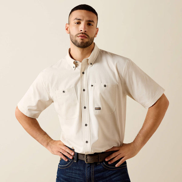 Ariat Men's Rebar Made Tough 360 Airflow Work Shirt - Moonbeam - 10071438
