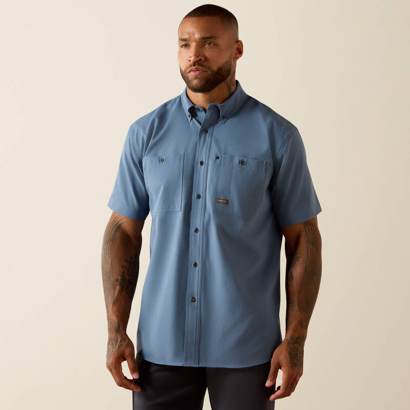 Ariat Men's Rebar Made Tough 360 Airflow Work Shirt - Baleen Blue - 10071440