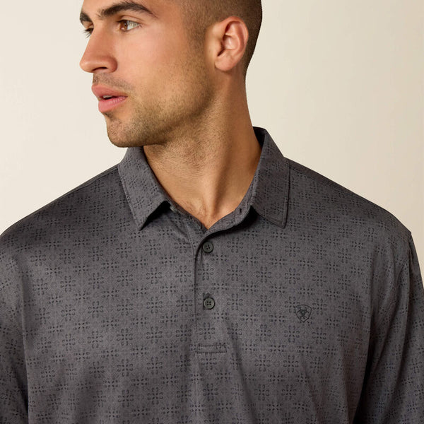 Ariat Mens 360 Airflow Grey Pinstripe Polo-10071474
