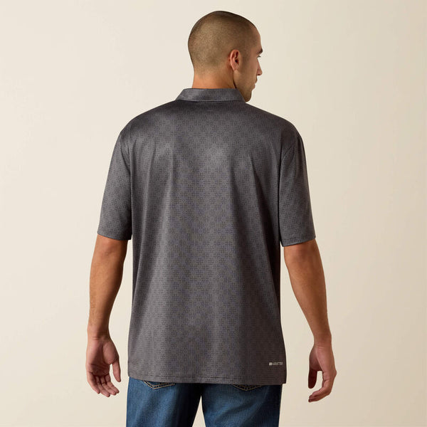 Ariat Mens 360 Airflow Grey Pinstripe Polo-10071474