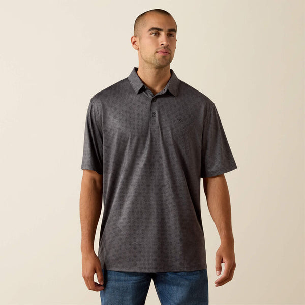 Ariat Mens 360 Airflow Grey Pinstripe Polo-10071474