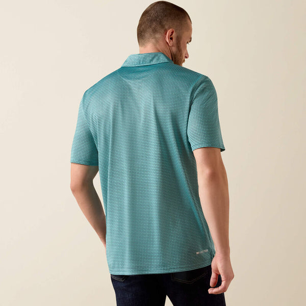 Ariat Mens Angel Blue Mod Geo Print All Over Print Classic Fit Polo-10071492