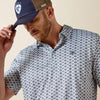 Ariat Mens White Southwest Print All Over Print Classic Fit Polo-10071493