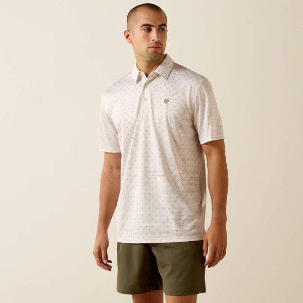 Ariat Mens All Over Print Moonbean Steer Print Classic Fit Polo-10071496
