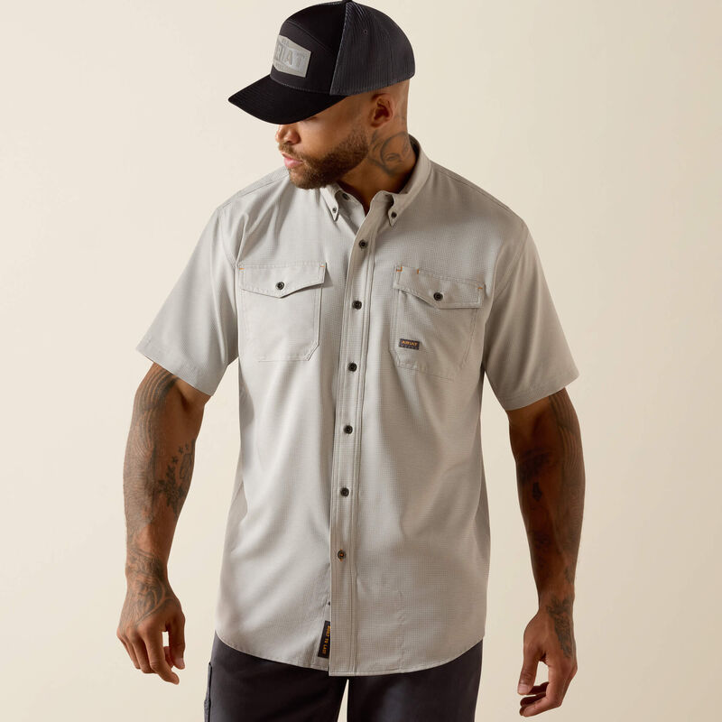 Ariat Men's Rebar Made Tough VentTEK DuraStretch Work Shirt - Limestone - 10071542