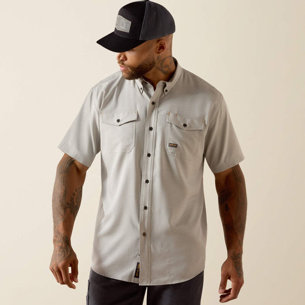 Ariat Men's Rebar Made Tough VentTEK DuraStretch Work Shirt - Limestone - 10071542