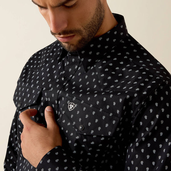 Ariat Mens Black Paisley Print Truth Fitted Snap Shirt-10071721