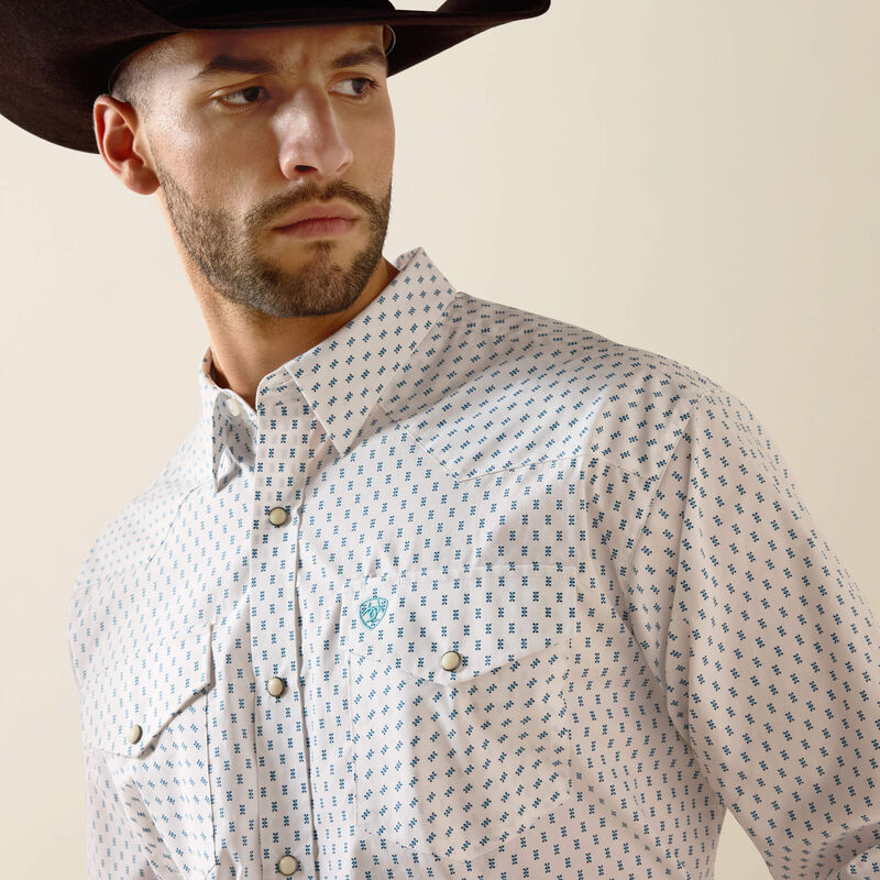 Ariat Mens White Geo Print Terence Classic Fit Shirt-10071722