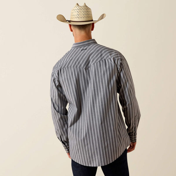 Ariat Mens Grey Stripe Pro Series Theron Classic Fit Snap Shirt-10071725