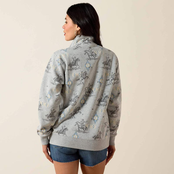 Ariat Ladies Heather Grey Sapphire 1/2 Zip Sweatshirt-10071775