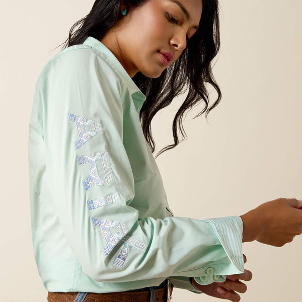 Ariat Ladies Dusty Aqua Team Kirby Shirt-10073392