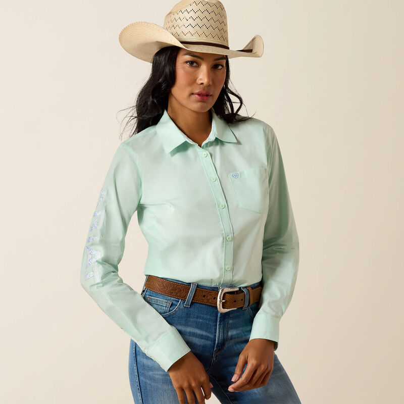 Ariat Ladies Dusty Aqua Team Kirby Shirt-10073392