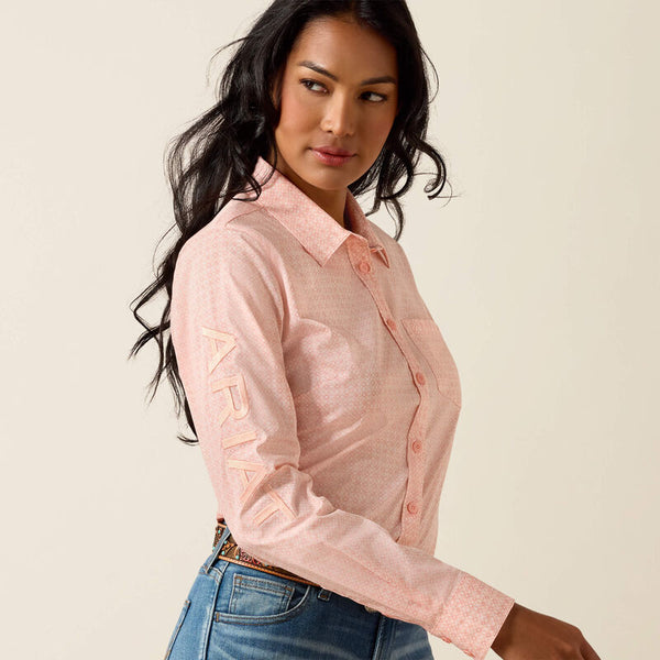 Ariat Ladies Tropical Peach Geo Team Kirby Shirt-10073394