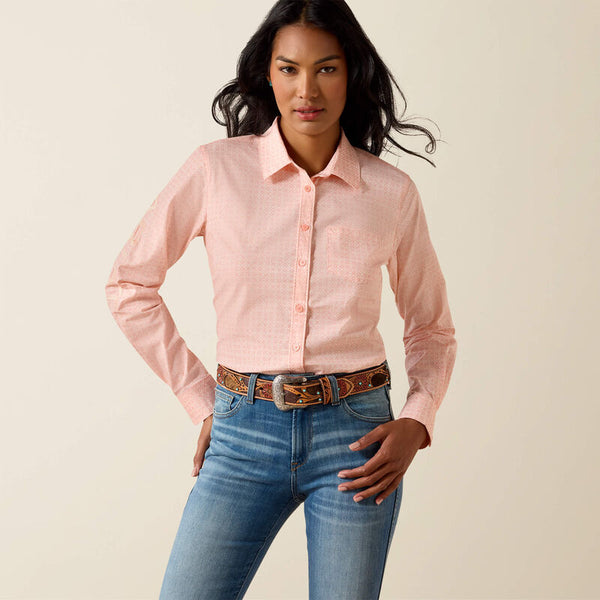 Ariat Ladies Tropical Peach Geo Team Kirby Shirt-10073394