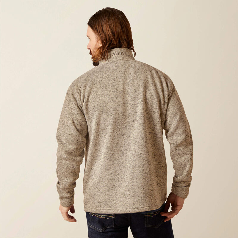 Ariat Mens Beige Caldwell Logo 1/4 Zip Sweater-10073710