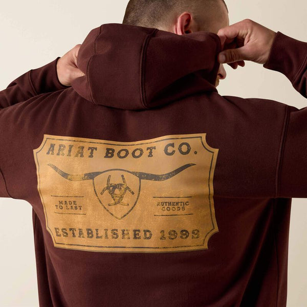 Ariat Mens Brown Sheild Steerhead Hoodie-10073715