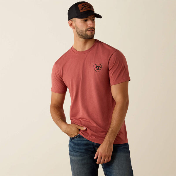 Ariat Mens Banner Red Clay Heather Tshirt-10073957