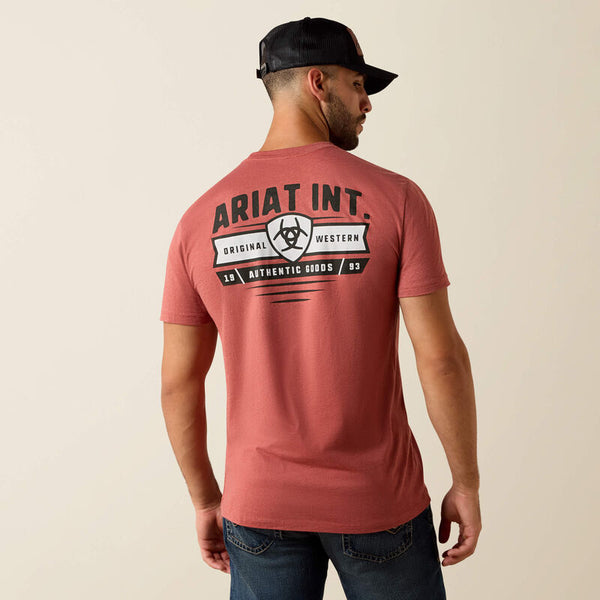 Ariat Mens Banner Red Clay Heather Tshirt-10073957