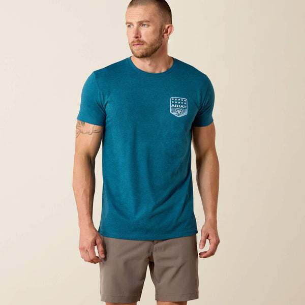 Ariat Mens Stripe Monaco Blue Patriotic Badge TShirt-10073965