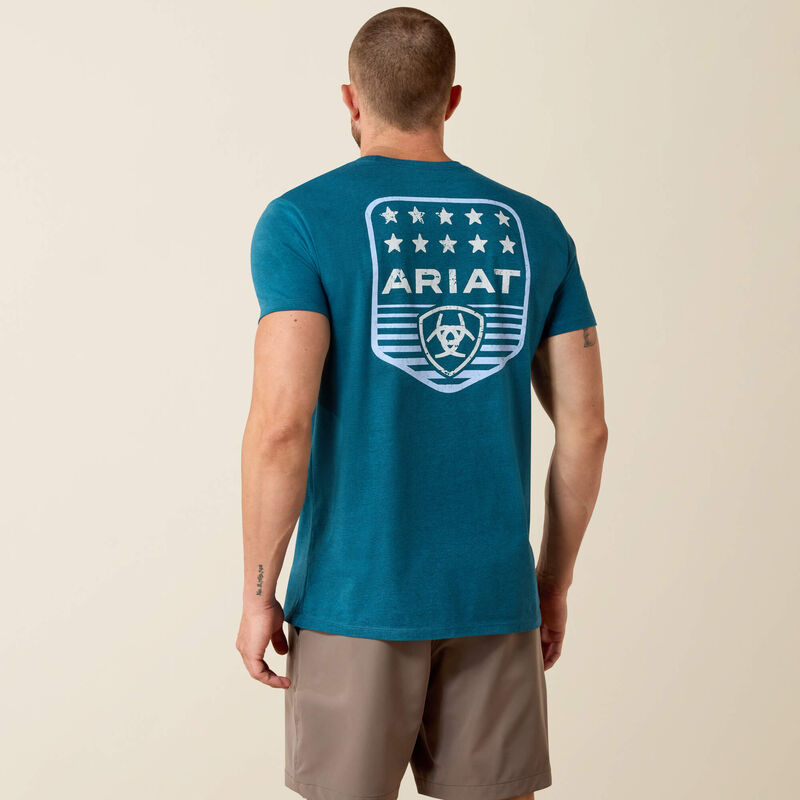 Ariat Mens Stripe Monaco Blue Patriotic Badge TShirt-10073965
