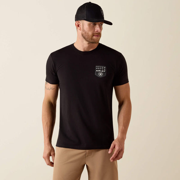 Ariat Mens Black Stripe Patriotic Badge TShirt-10073966