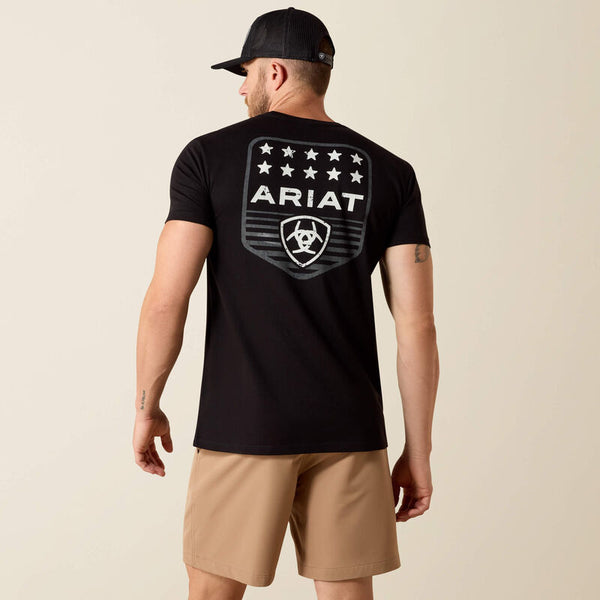 Ariat Mens Black Stripe Patriotic Badge TShirt-10073966