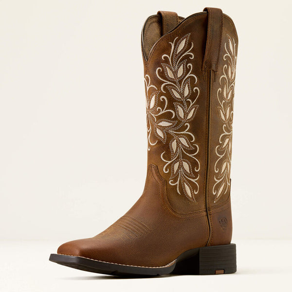 Ariat Ladies Round Up Holly Wide Square Toe Boot - Pearl - 10074320